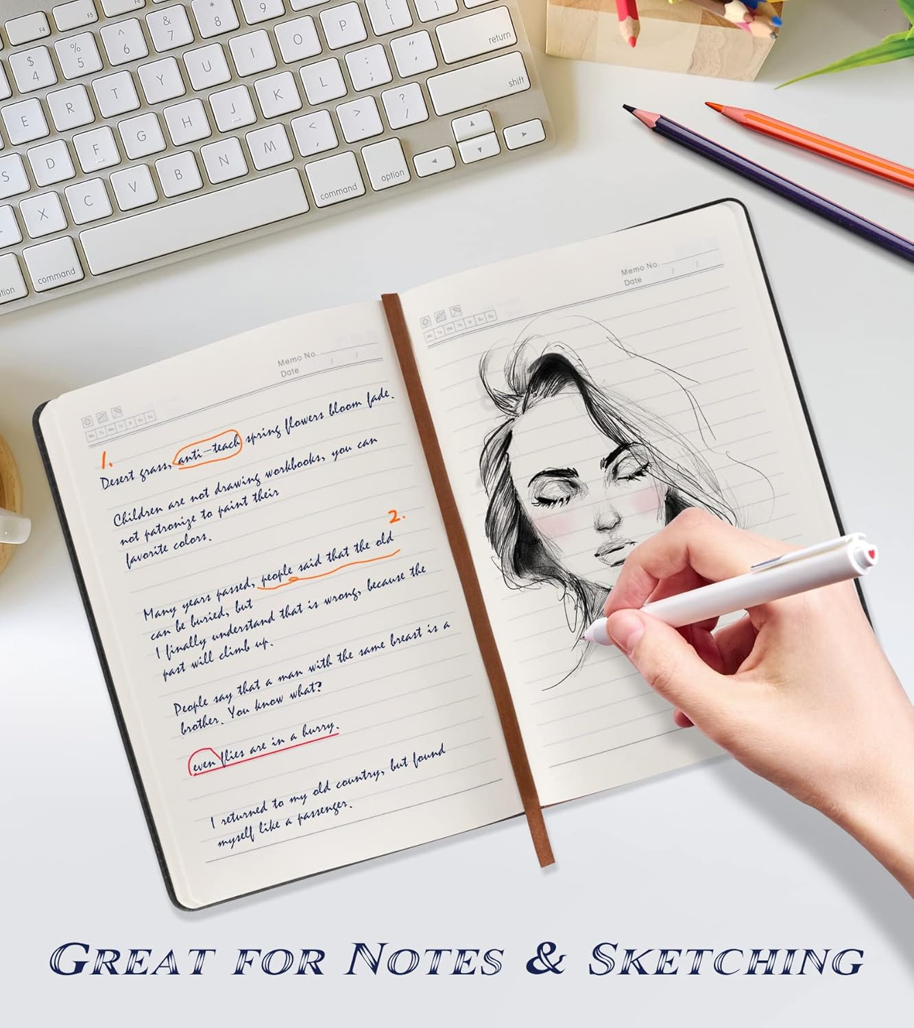 Biuwory Lined Hardcover Leather Journal Notebook